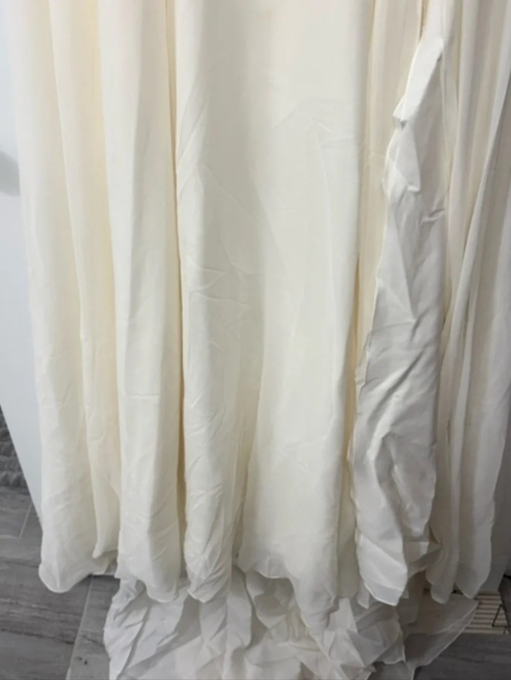 Ivory Lace Bodice A-Line Dress with Side Slit
